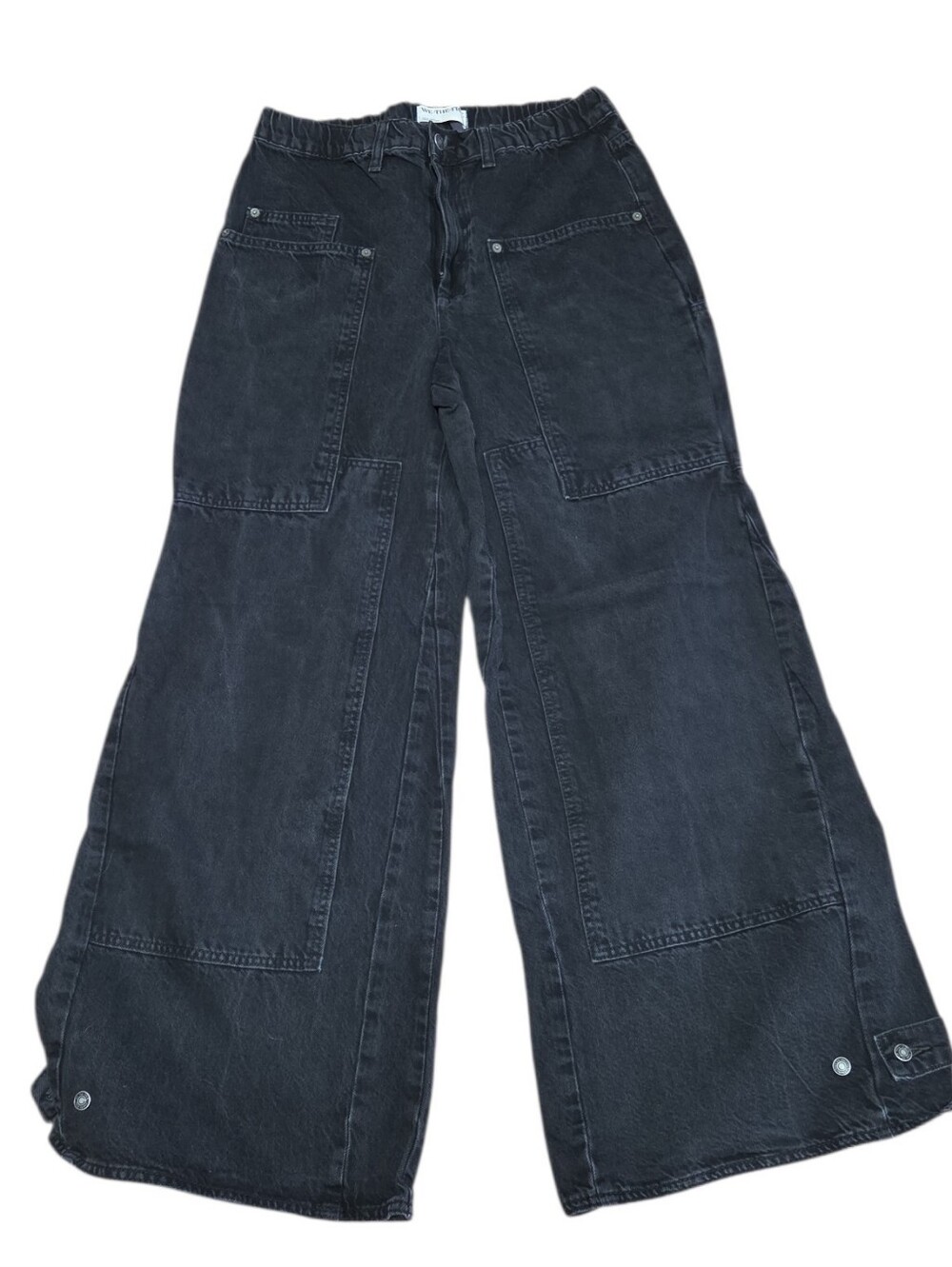 WE THE FREE CRVY Outlaw Wide-Leg Jeans Women's Size‎ S Black Jasper Grunge